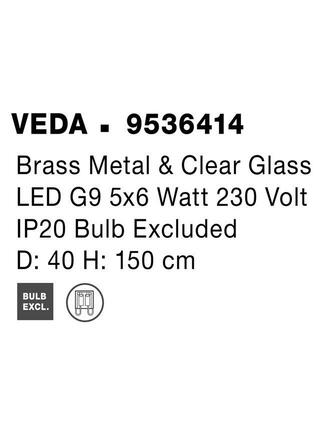 NOVA LUCE závěsné svítidlo VEDA mosazný kov a čiré sklo G9 5x6W 230V IP20 bez žárovky 9536414