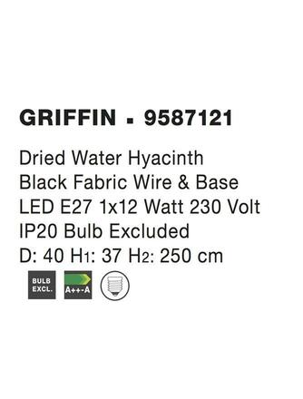 NOVA LUCE závěsné svítidlo GRIFFIN železo a vodní hyacint, přírodní barva 1x12W E27 9587121