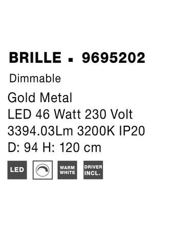 NOVA LUCE závěsné svítidlo BRILLE zlatý hliník a sklo LED 46W 230V 3200K IP20 stmívatelné 9695202