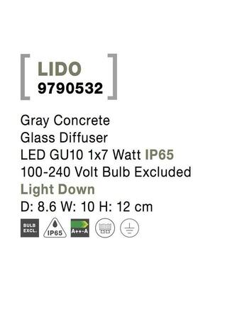 NOVA LUCE venkovní nástěnné svítidlo LIDO šedý beton skleněný difuzor GU10 1x7W IP65 100-240V bez žárovky světlo dolů 9790532