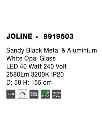 NOVA LUCE závěsné svítidlo JOLINE černý kov a hliník bílé opálové sklo LED 40W 240V 3200K IP20 9919603