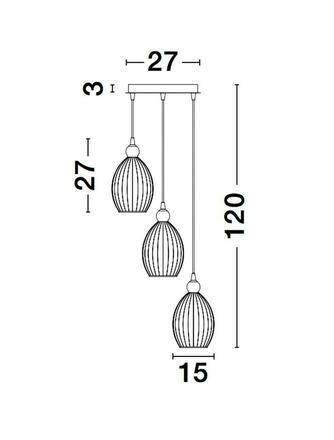 NOVA LUCE závěsné svítidlo LINGUA mosazný kov šampaň sklo E27 3x12W 230V IP20 bez žárovky 9988382