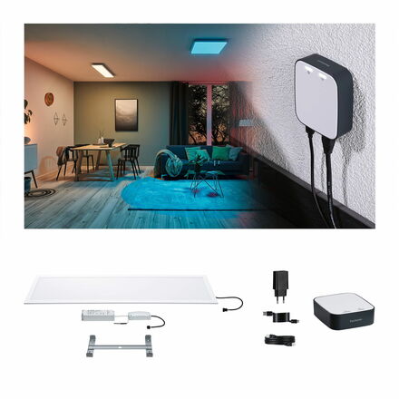 PAULMANN Startovací sada Zigbee 3.0 Smart Home smik Gateway + LED Panel Amaris 295x1195mm 35W RGBW+ bílá/antracit stmívatelné