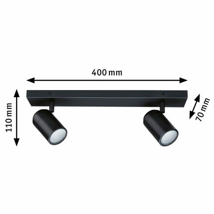 PAULMANN Spotlight Zyli IP44 GU10 230V max. 2x10W stmívatelné černá mat