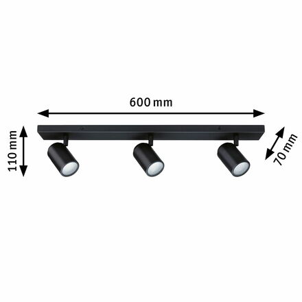 PAULMANN Spotlight Zyli IP44 GU10 230V max. 3x10W stmívatelné černá mat