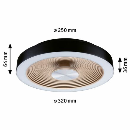 PAULMANN LED stropní svítidlo Volea IP44 3000K / 230V 3,5 / 13W stmívatelné černá/zlatá