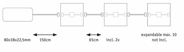 PAULMANN LumiTiles LED dlaždice čtvercová 2ks sada IP44 100x10mm 230/12V 2x0,8W 2700K bílá umělá hmota/hliník