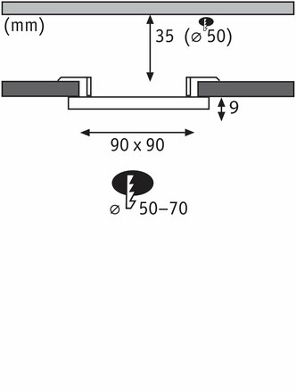 PAULMANN VariFit LED vestavné svítidlo Veluna Edge IP44 hranaté 90x90mm 4000K bílá stmívatelné