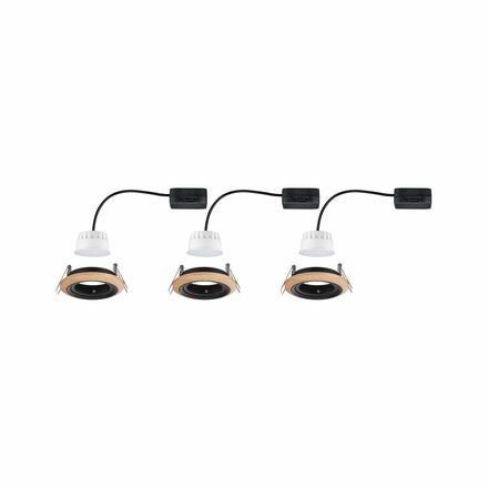 PAULMANN LED vestavné svítidlo Lanati 3ks sada kruhové 84mm 30° Coin 3x6W 230V 2700K dub/černá mat