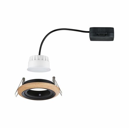 PAULMANN LED vestavné svítidlo Lanati spot kruhové 84mm 30° Coin 6W 230V 2700K dub/černá mat