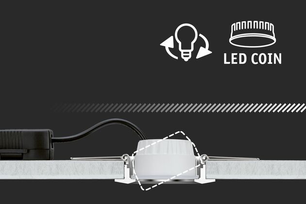 PAULMANN LED vestavné svítidlo Lanati 3ks sada kruhové 84mm 30° Coin 3x6W 230V 2700K dub/hliník broušený