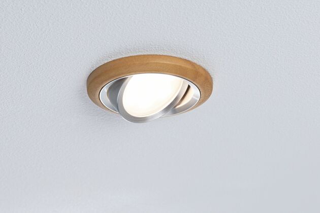 PAULMANN LED vestavné svítidlo Lanati spot kruhové 84mm 30° Coin 6W 230V 2700K dub/hliník broušený