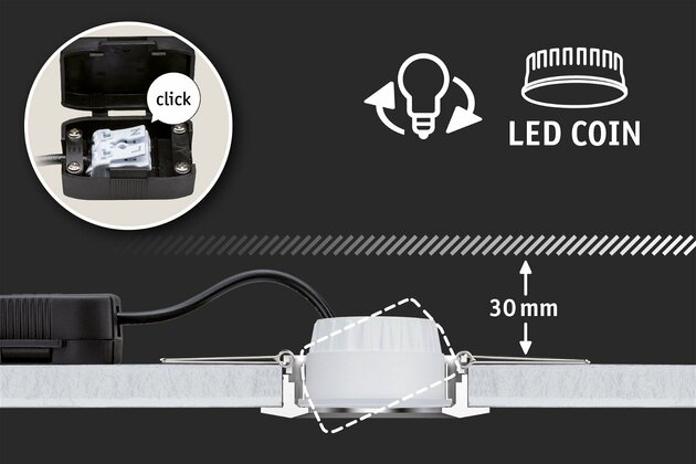 PAULMANN LED Modul vestavné svítidlo Smart Home Zigbee Base Coin kruhové 50mm Coin 4,9W 230V stmívatelné 3000K satén 924.69