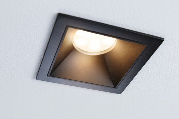 PAULMANN LED vestavné svítidlo 3-krokové-stmívatelné Cole Coin základní sada IP44 hranaté 88x88mm Coin 3x6W 230V stmívatelné 2700K černá