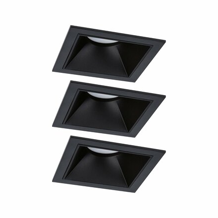 PAULMANN LED vestavné svítidlo 3-krokové-stmívatelné Cole Coin základní sada IP44 hranaté 88x88mm Coin 3x6W 230V stmívatelné 2700K černá