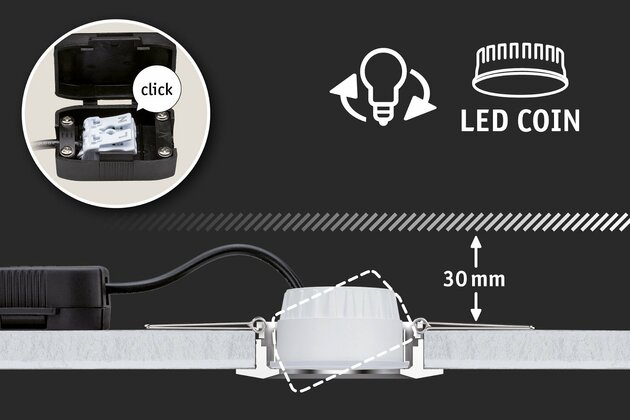 Paulmann vestavné svítidlo LED Reflector Coin 6,8W kov 3ks sada stmívatelné a nastavitelné 939.44 P 93944