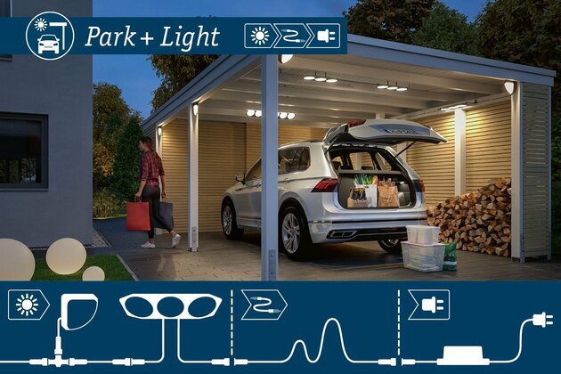 PAULMANN Park + Light LED venkovní nástěnné svítidlo Bimea IP65 3000K 4,5W černá