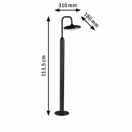 PAULMANN LED stojací svítidlo Nostro IP44 kruhové 1.135mm 3000K 10W 230V antracit hliník