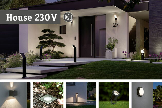 PAULMANN LED venkovní nástěnné svítidlo Smart Home Zigbee 3.0 Alara pohybové čidlo IP44 hranaté 375x270mm RGBW+ 10W 230V antracit kov