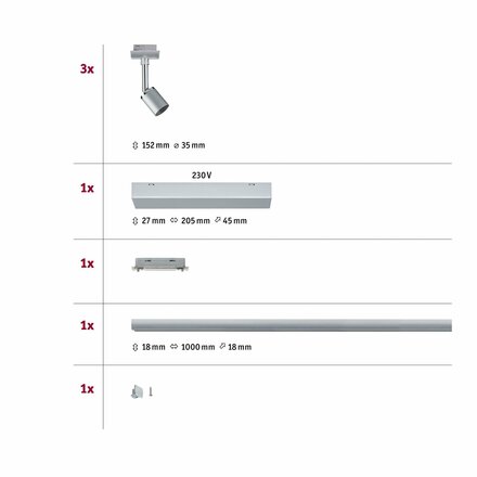 Paulmann URail Set Pure II chrom mat bez zdroje světla, max. 10W GU10 954.63 P 95463