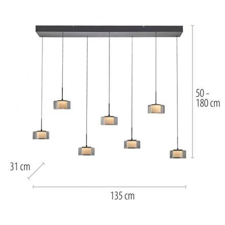 PAUL NEUHAUS Závěsné svítidlo LED RIKA 7 ramenné černá nastavitelná výška Comfort Lift SimplyDim 3000K PN 2115-18