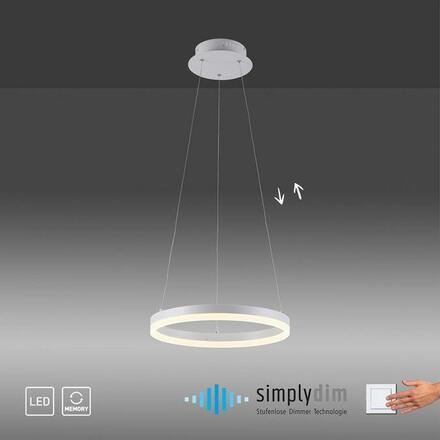 PAUL NEUHAUS LED závěsné svítidlo 40x40 bílá, kruhové stmívatelné, paměťová funkce, moderní SimplyDim 3000K