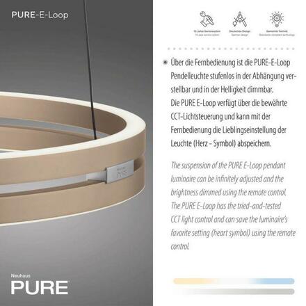 PAUL NEUHAUS LED závěsné svítidlo PURE E-Loop matná mosaz elektrické 2700-5000K PN 2550-60