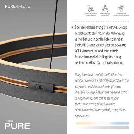 PAUL NEUHAUS LED závěsné svítidlo PURE E-Loop černá elektrické 2700-5000K PN 2551-18