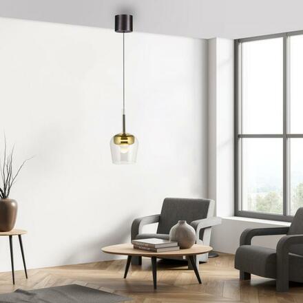 PAUL NEUHAUS LED závěsné svítidlo Q-KON 1-ramenné zlatá Smart Home s aplikací ZigBee 2700-5000K PN 2741-12