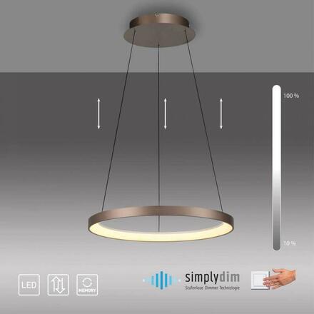PAUL NEUHAUS LED závěsné svítidlo hnědé nastavitelná výška stmívatelné paměťová funkce SimplyDim 3000K PN 2851-36