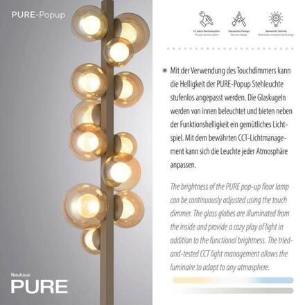 PAUL NEUHAUS LED stojací svítidlo PURE Popup bronz stmívatelné jantarové sklo 2700-5000K PN 557-97