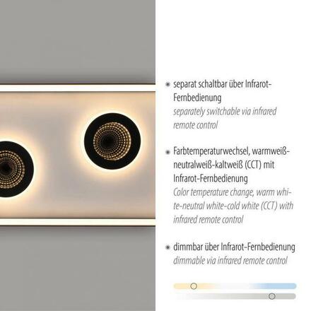 PAUL NEUHAUS LED stropní svítidlo stmívatelné černá dálkový ovladač CCT tunelový efekt 2700-5000K PN 6857-18