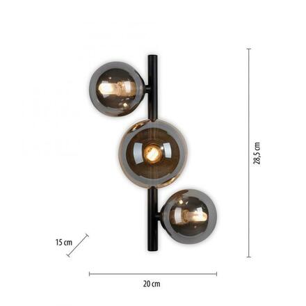 PAUL NEUHAUS LED nástěnné svítidlo černé kouřové a jantarové sklo moderní teplá bílá 3000K PN 9583-18