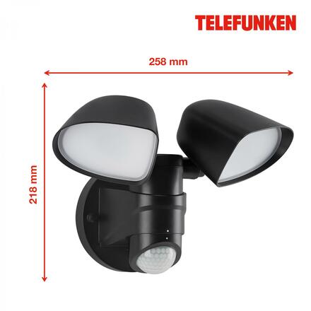 BRILONER TELEFUNKEN LED venkovní bodové svítidlo s čidlem, 21,8 cm, 20 W, černá TF 304605TF
