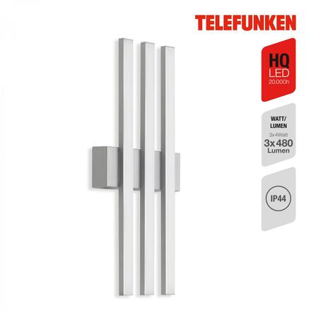 BRILONER TELEFUNKEN LED venkovní svítidlo 37 cm 3x12W 1440lm stříbrná TF 313104TF