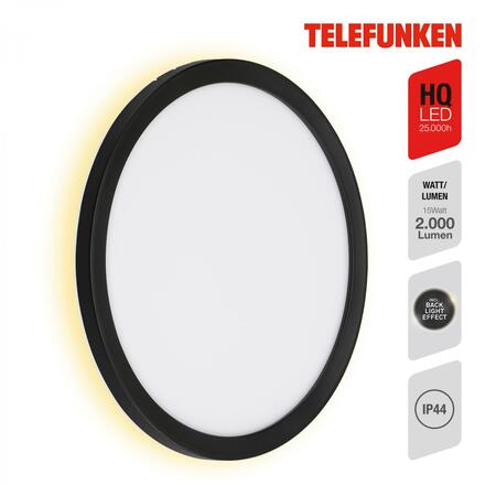 BRILONER TELEFUNKEN LED venkovní nástěnné svítidlo pr. 28 cm 15W 2000lm černá TF 313405TF