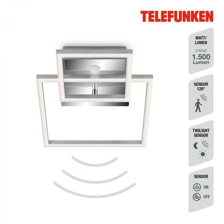 BRILONER TELEFUNKEN LED stropní svítidlo s čidlem, 35,8 cm, 17 W, chrom-hliník TF 318608TF