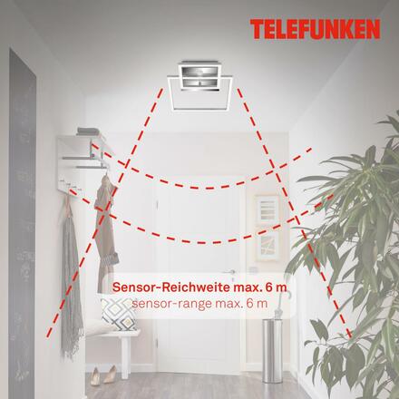 BRILONER TELEFUNKEN LED stropní svítidlo s čidlem, 35,8 cm, 17 W, chrom-hliník TF 318608TF