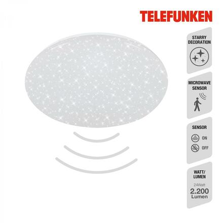 BRILONER TELEFUNKEN LED stropní svítidlo s čidlem, pr. 38 cm, 24 W, bílé TF 601806TF