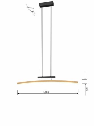 WOFI Závěsné svítidlo Bologna 1x 27W LED 3050lm 3000K černá + dřevo 7020-106