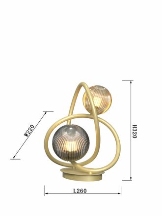 WOFI Stolní lampa Metz 2x 3,5W G9 780lm 3000K zlatá + kouřová 8015-204