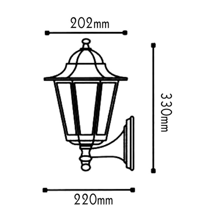 ACA Lighting Garden lantern venkovní nástěnné svítidlo HI6021V