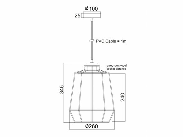 ACA Lighting Vintage závěsné svítidlo KS159326BK