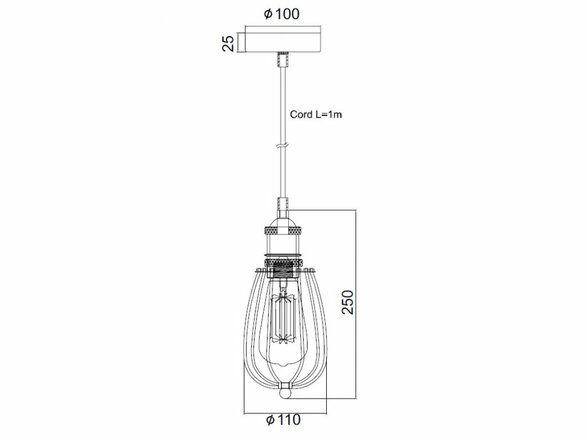 ACA Lighting Vintage závěsné svítidlo KS2047P1BK