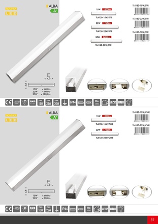 Ecolite LED sv. 22W, 1760lm, 90cm, IP44, 4000K, chrom TL4130-LED22W/CHR