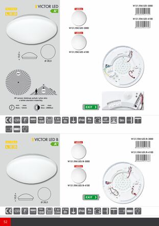 Ecolite LED sv. vč. nouzáku, bílé, IP44, 18W, HF senz.360 W131/EM/LED-4100