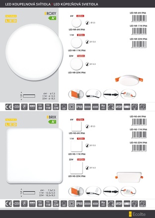 Ecolite SMD panel 12.5cm, 11W, 4000K, IP66, 920lm LED-NS-11W/IP66