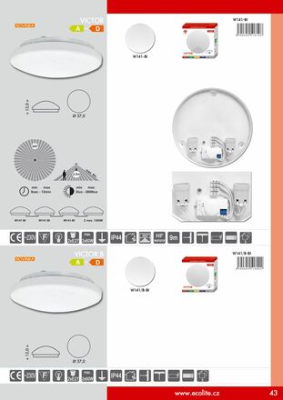 Ecolite Stropní svítidlo, bílé, IP44, 2x60W, bez čidla W141/B-BI