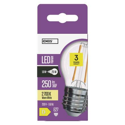 EMOS LED žárovka Filament Mini Globe / E27 / 1,8 W (25 W) / 250 lm / teplá bílá ZF1100