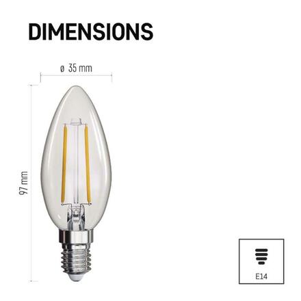 EMOS LED žárovka Filament svíčka / E14 / 1,8 W (25 W) / 250 lm / teplá bílá ZF3200